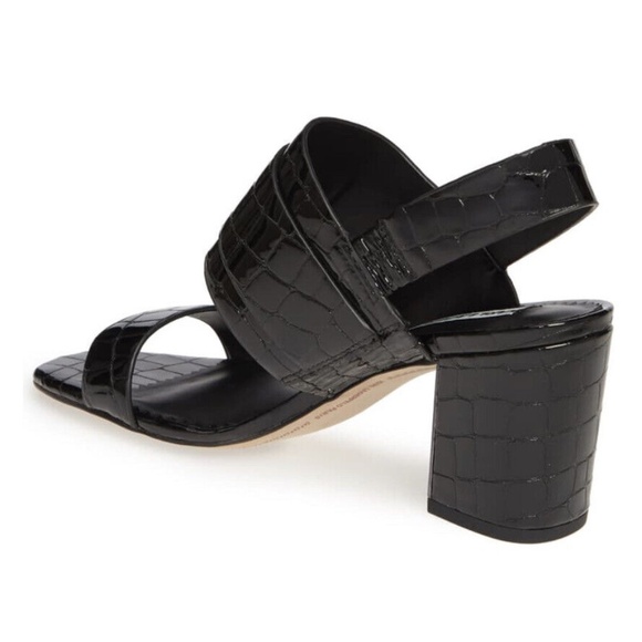 NWOB! KARL LAGERFELD PARIS Jaylynn Croco Leather Block Heel Sandals - BRAND NEW! - Picture 3 of 12